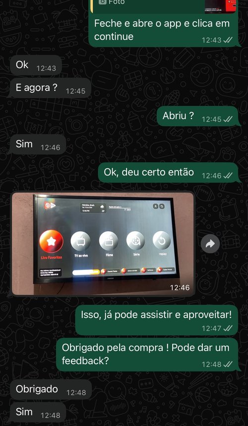 Avaliação de cliente no WhatsApp - Aplicativo rodando liso na Smart TV